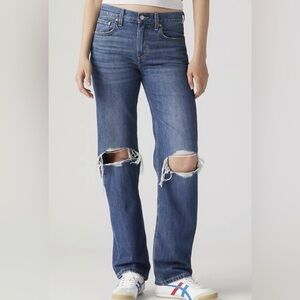 Levi's Low Pro Straight Medium Wash Distressed Women's Denim Jeans